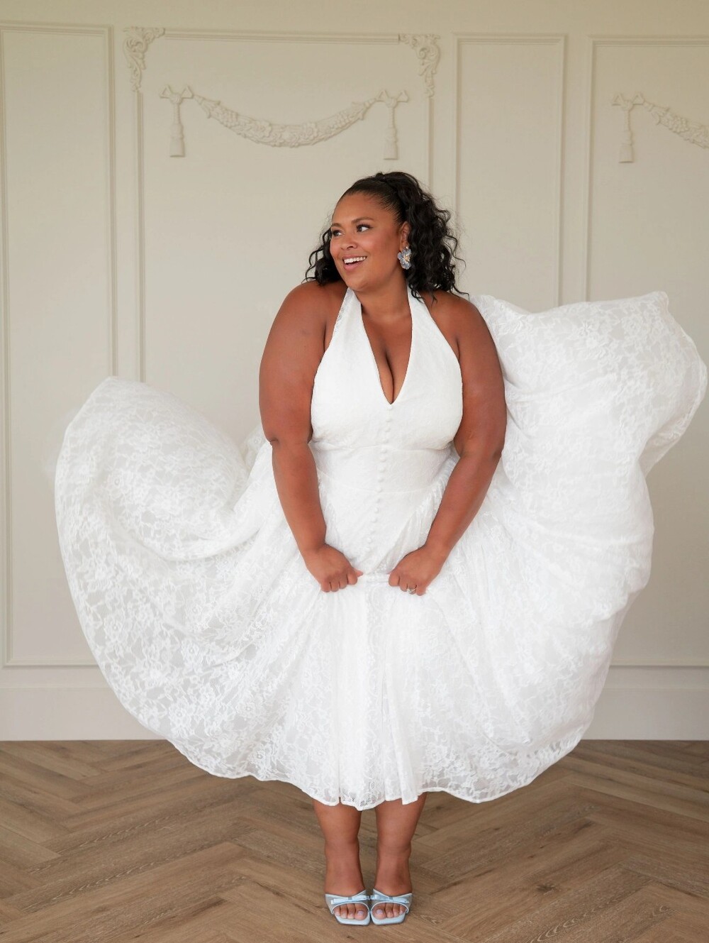 NWT! JessaKae Harlow Dress Elegant White Halter Lace Wedding - Women Size 18